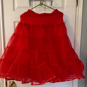 Red Tiered Tulle Skirt